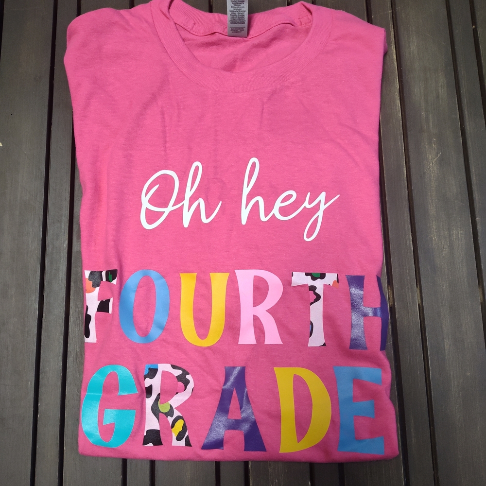 Gildan Pink 'Oh Hey Fourth Grade' Kids Tee